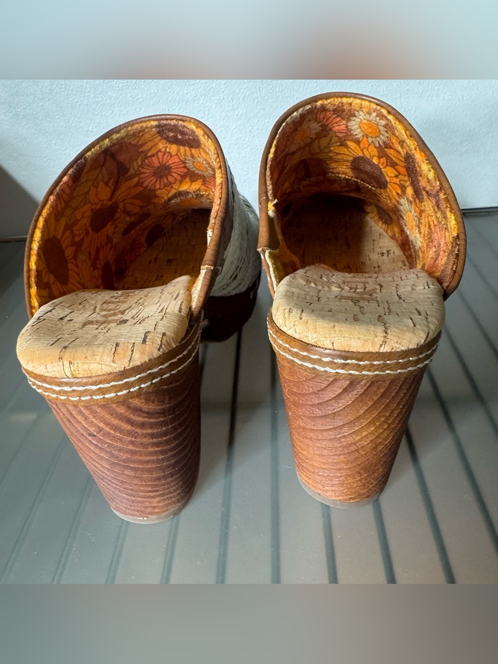 Kork-Ease White Crochet Clog Mules with Brown Trim Nora boho size 7 - Picture 5 of 12